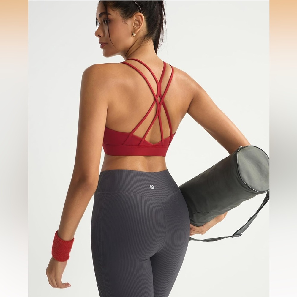 Red Strappy Sports Bra